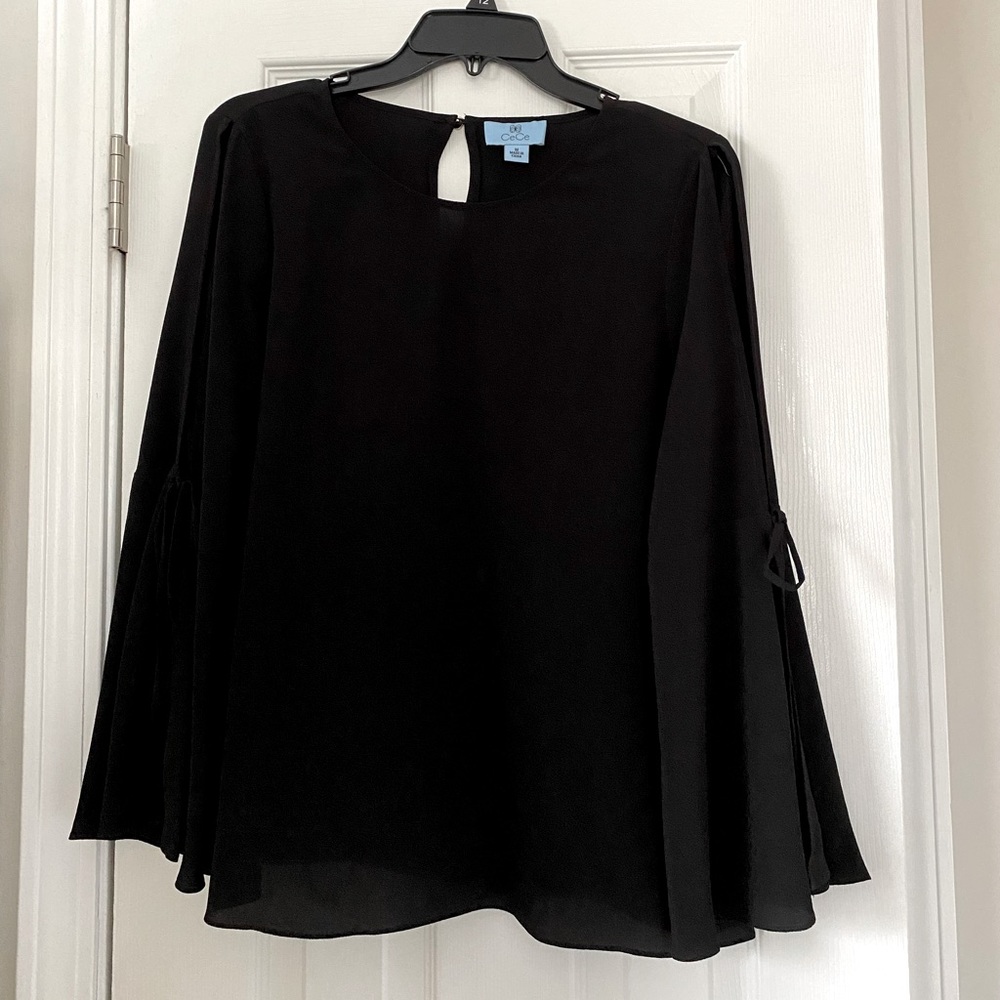 Cece Glitz and Glamour Black Long Sleeve Top